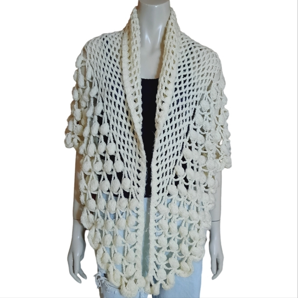 Vintage Hand Made Crochet Shawl Best Fits size Small or Medium